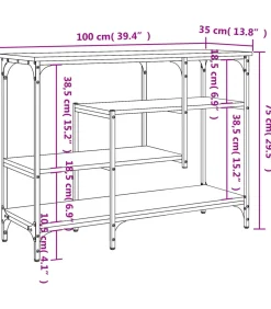 Wandtafel met schappen 100x35x75 cm zwart