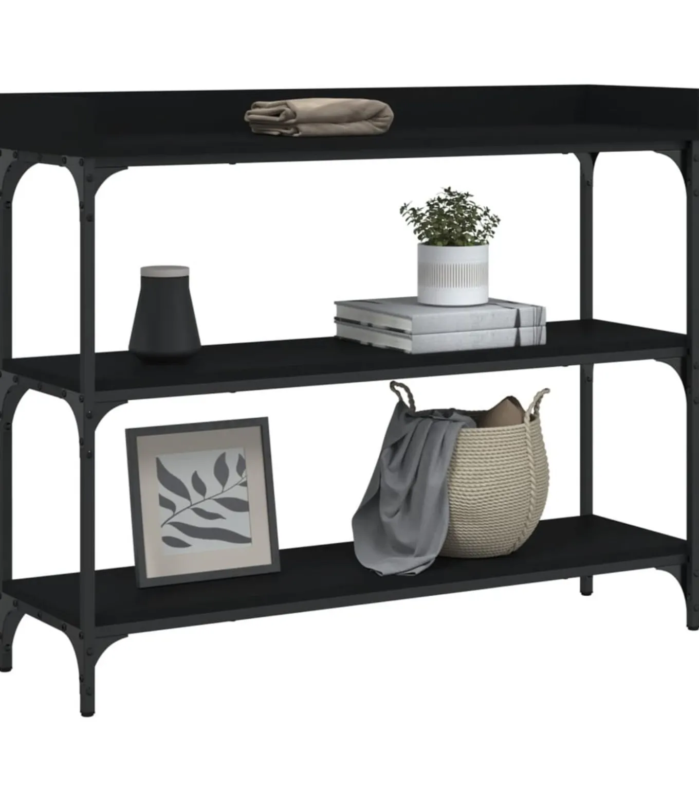 Wandtafel met schappen 100x30x80 cm zwart