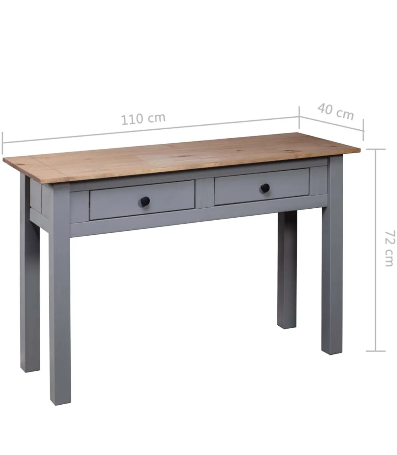 Wandtafel Panama Range 110x40x72 cm massief grenenhout grijs