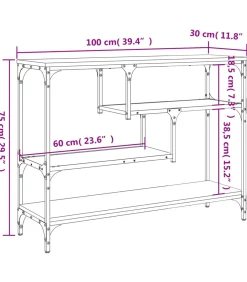 Wandtafel 100x30x75 cm bewerkt hout sonoma eikenkleurig