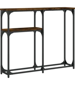 Wandtafel 90x22,5x75 cm bewerkt hout gerookt eikenkleurig