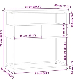 Wandtafel 75x40x75 cm bewerkt hout bruin eikenkleur