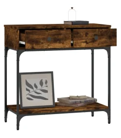 Wandtafel 75x34,5x75 cm bewerkt hout gerookt eikenkleurig