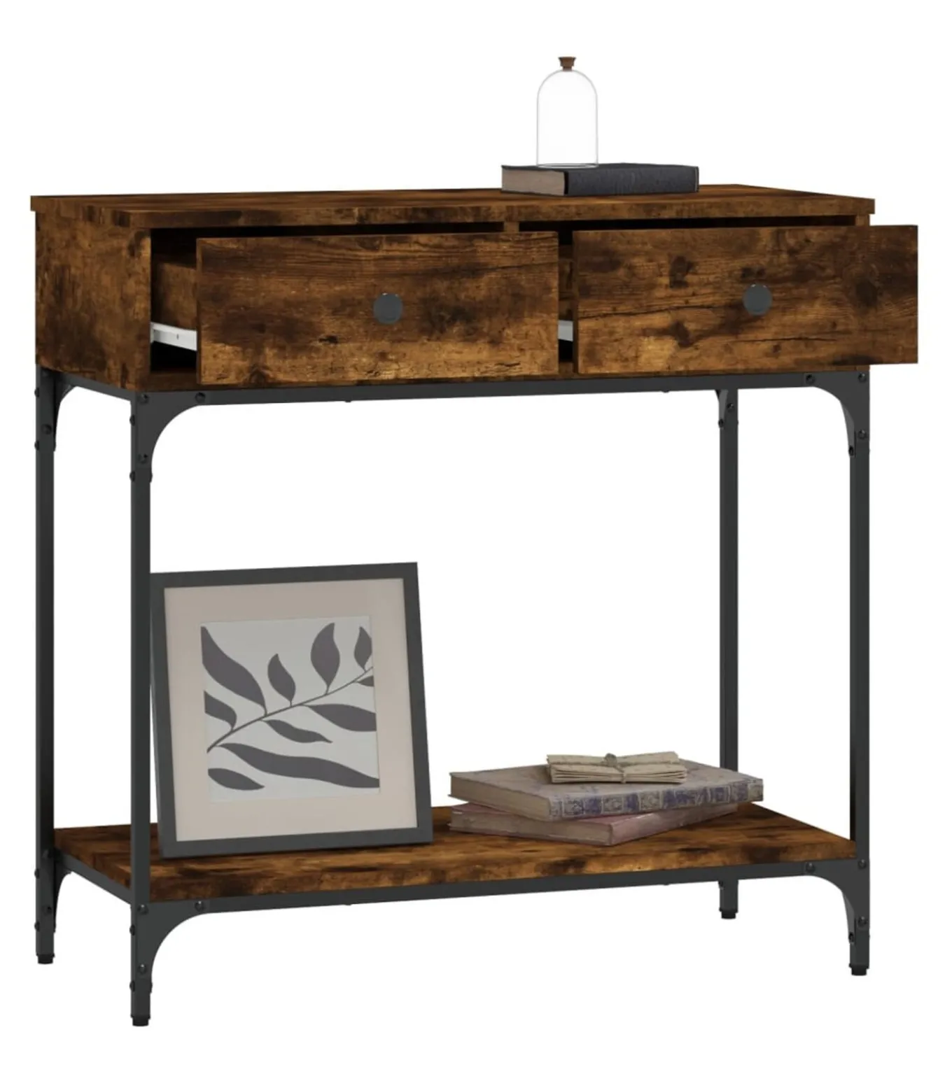 Wandtafel 75x34,5x75 cm bewerkt hout gerookt eikenkleurig