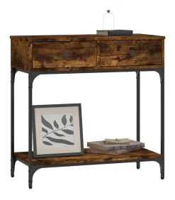 Wandtafel 75x34,5x75 cm bewerkt hout gerookt eikenkleurig