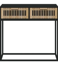 Wandtafel 80x30x75 cm bewerkt hout en ijzer zwart