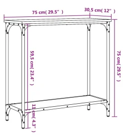 Wandtafel 75x30,5x75 cm bewerkt hout gerookt eikenkleurig