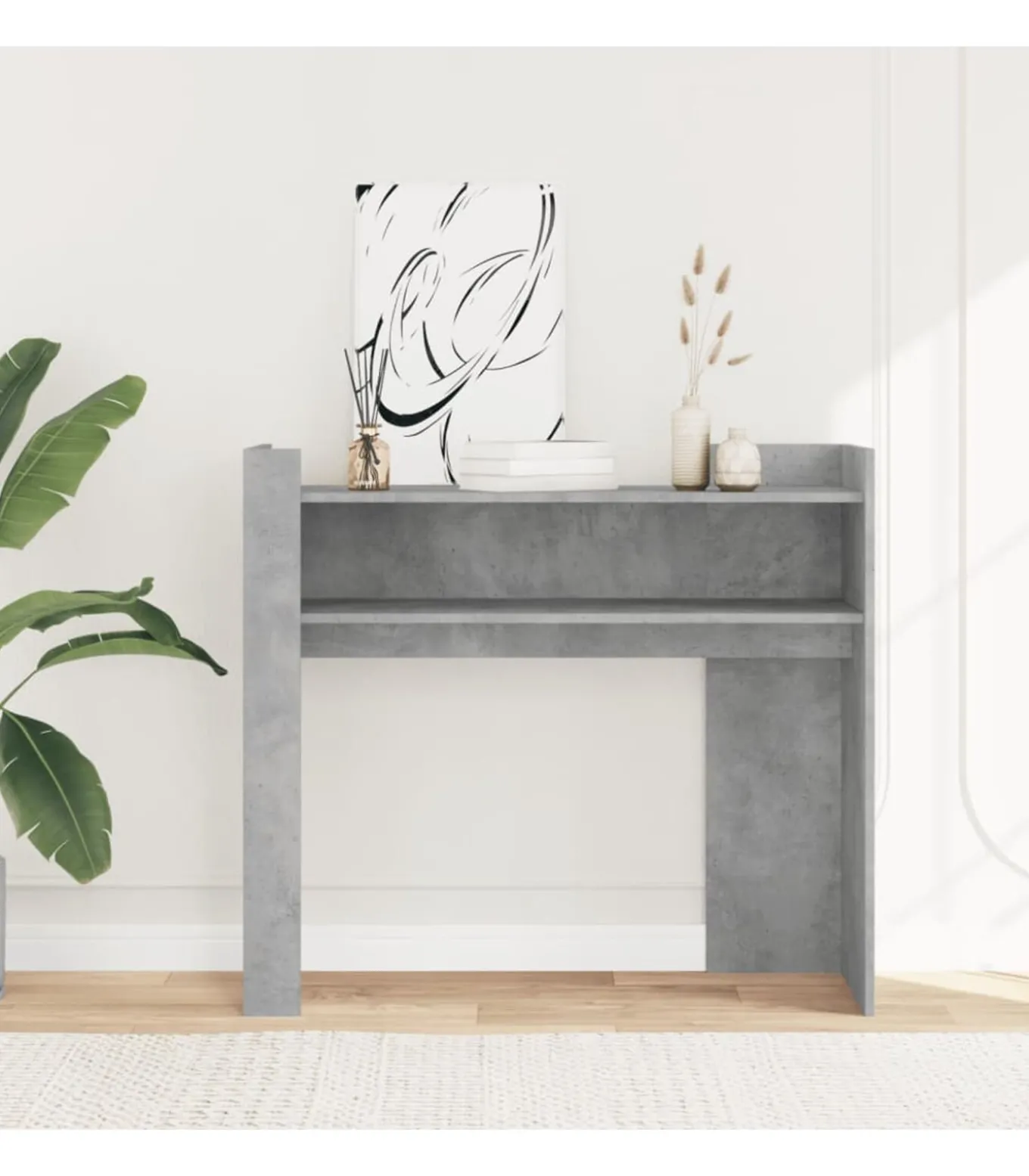 Wandtafel 100x35x90 cm bewerkt hout betongrijs