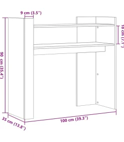Wandtafel 100x35x90 cm bewerkt hout betongrijs