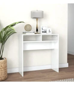 Wandtafel 78x30x80 cm bewerkt hout hoogglans wit