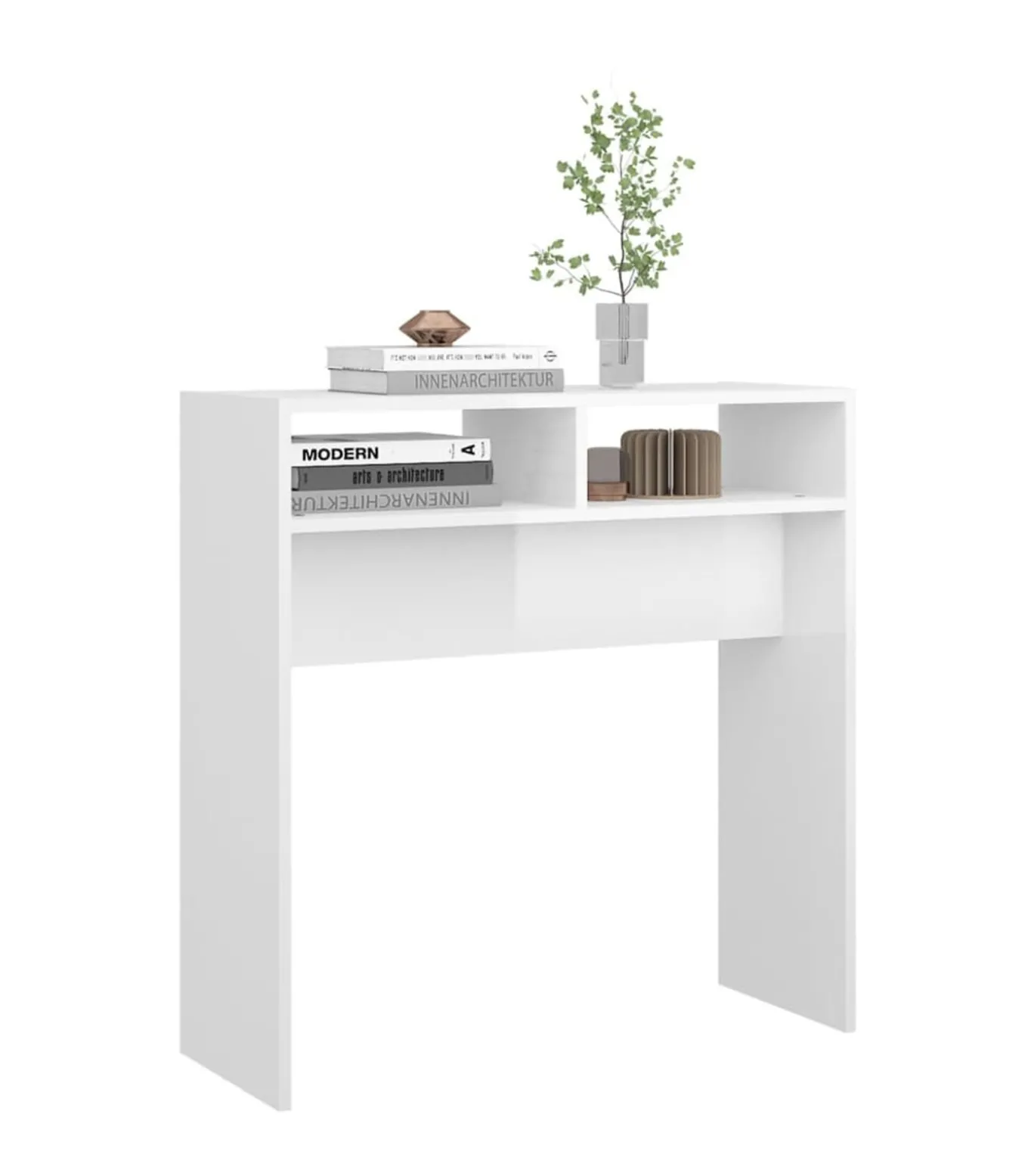 Wandtafel 78x30x80 cm bewerkt hout hoogglans wit