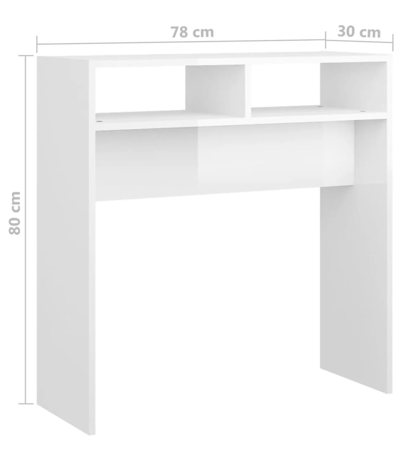 Wandtafel 78x30x80 cm bewerkt hout hoogglans wit