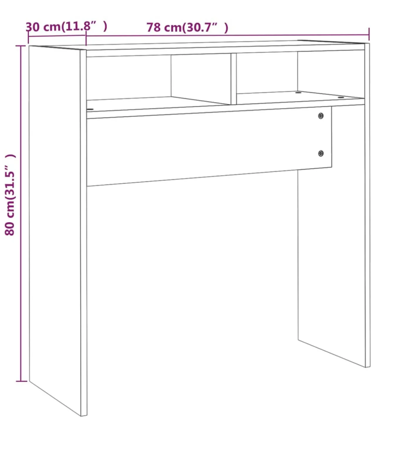 Wandtafel 78x30x80 cm bewerkt hout grijs sonoma eikenkleurig