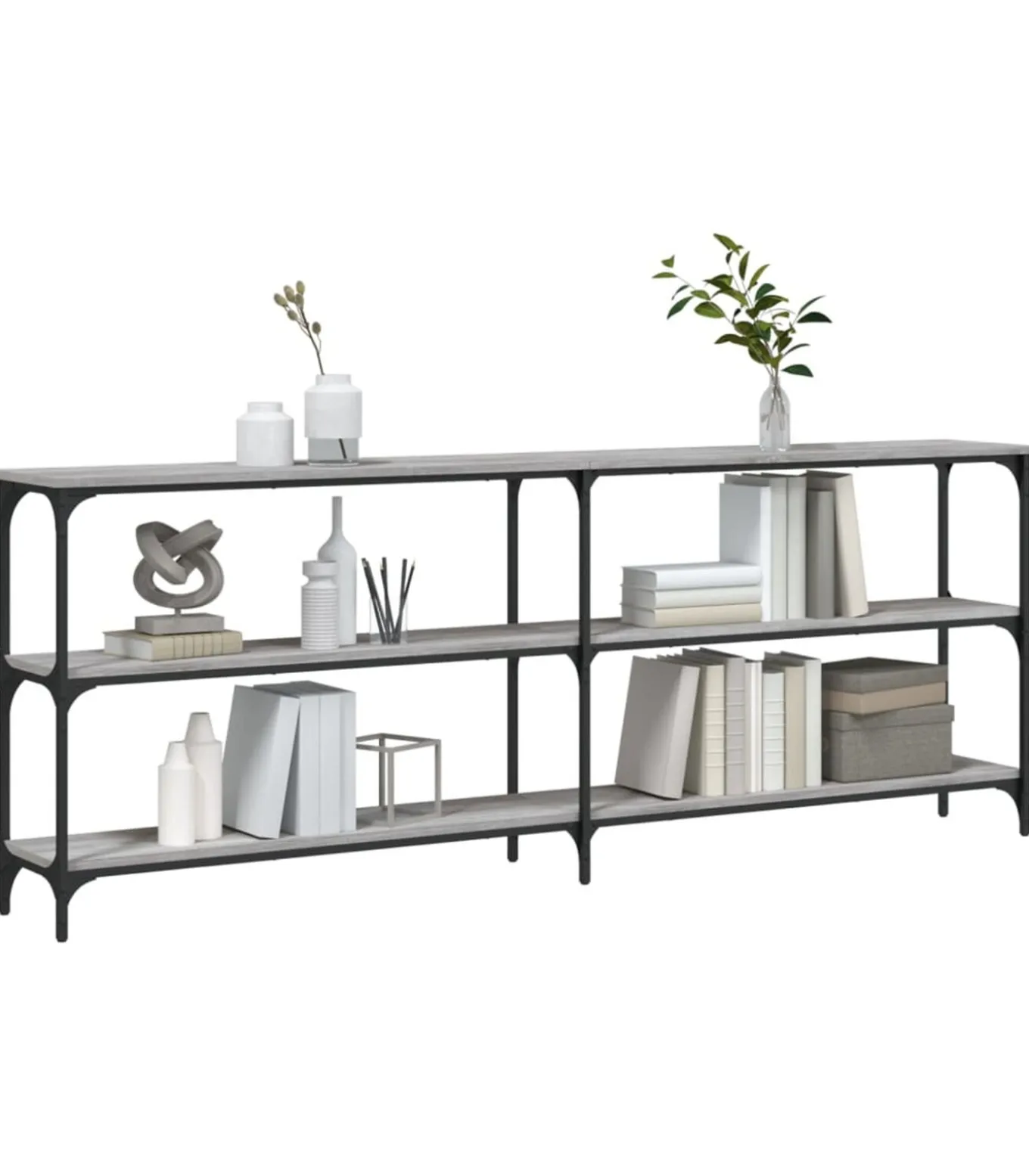 Wandtafel 200x29x75 cm bewerkt hout grijs sonoma eikenkleurig