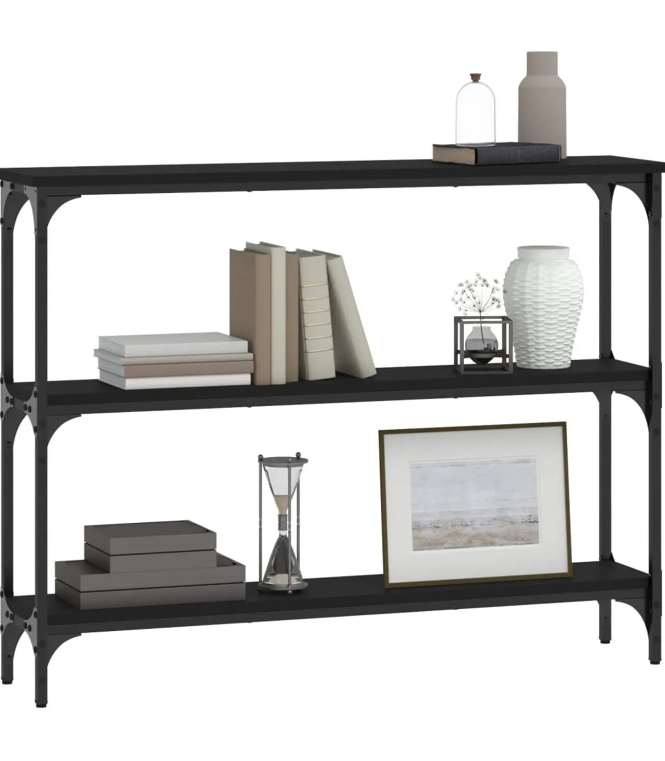 Wandtafel 100x22,5x75 cm bewerkt hout zwart