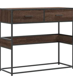 Wandtafel 90x35x80 cm bewerkt hout bruin eikenkleur