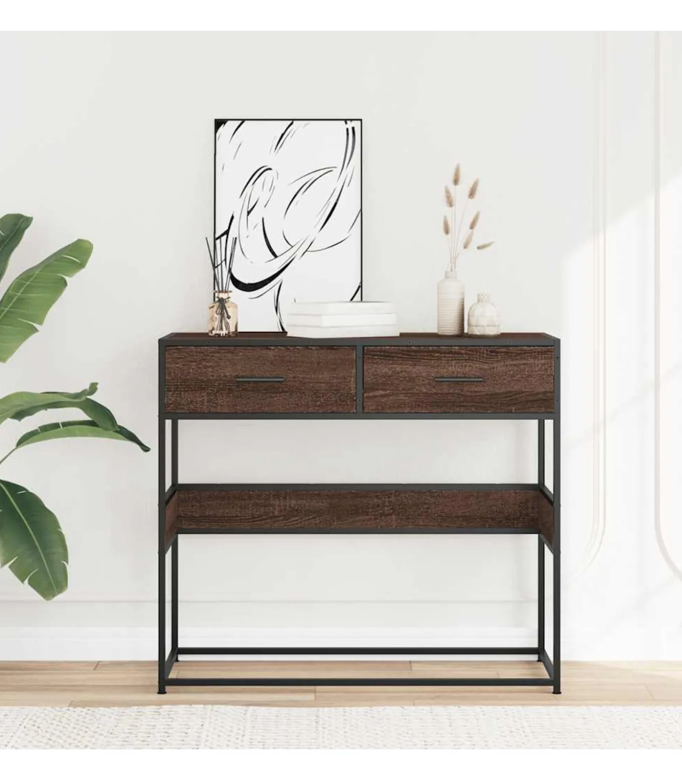 Wandtafel 90x35x80 cm bewerkt hout bruin eikenkleur