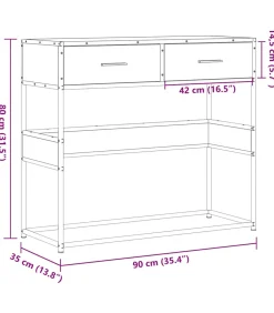 Wandtafel 90x35x80 cm bewerkt hout bruin eikenkleur