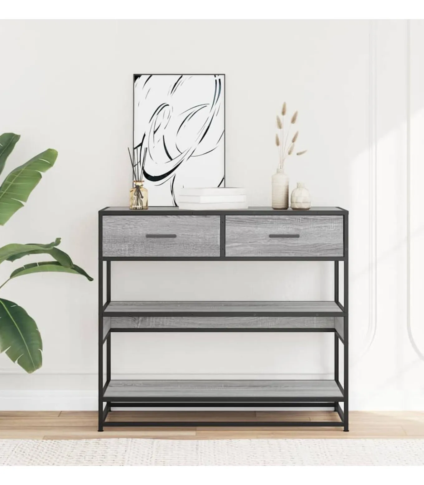 Wandtafel 90x35x80 cm bewerkt hout grijs sonoma eikenkleurig