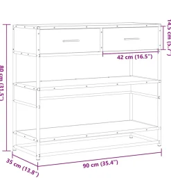 Wandtafel 90x35x80 cm bewerkt hout grijs sonoma eikenkleurig