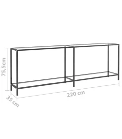 Wandtafel 220x35x75,5 cm gehard glas transparant