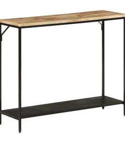 Wandtafel 90x30x75 cm massief ruw mangohout en ijzer