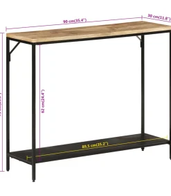 Wandtafel 90x30x75 cm massief ruw mangohout en ijzer