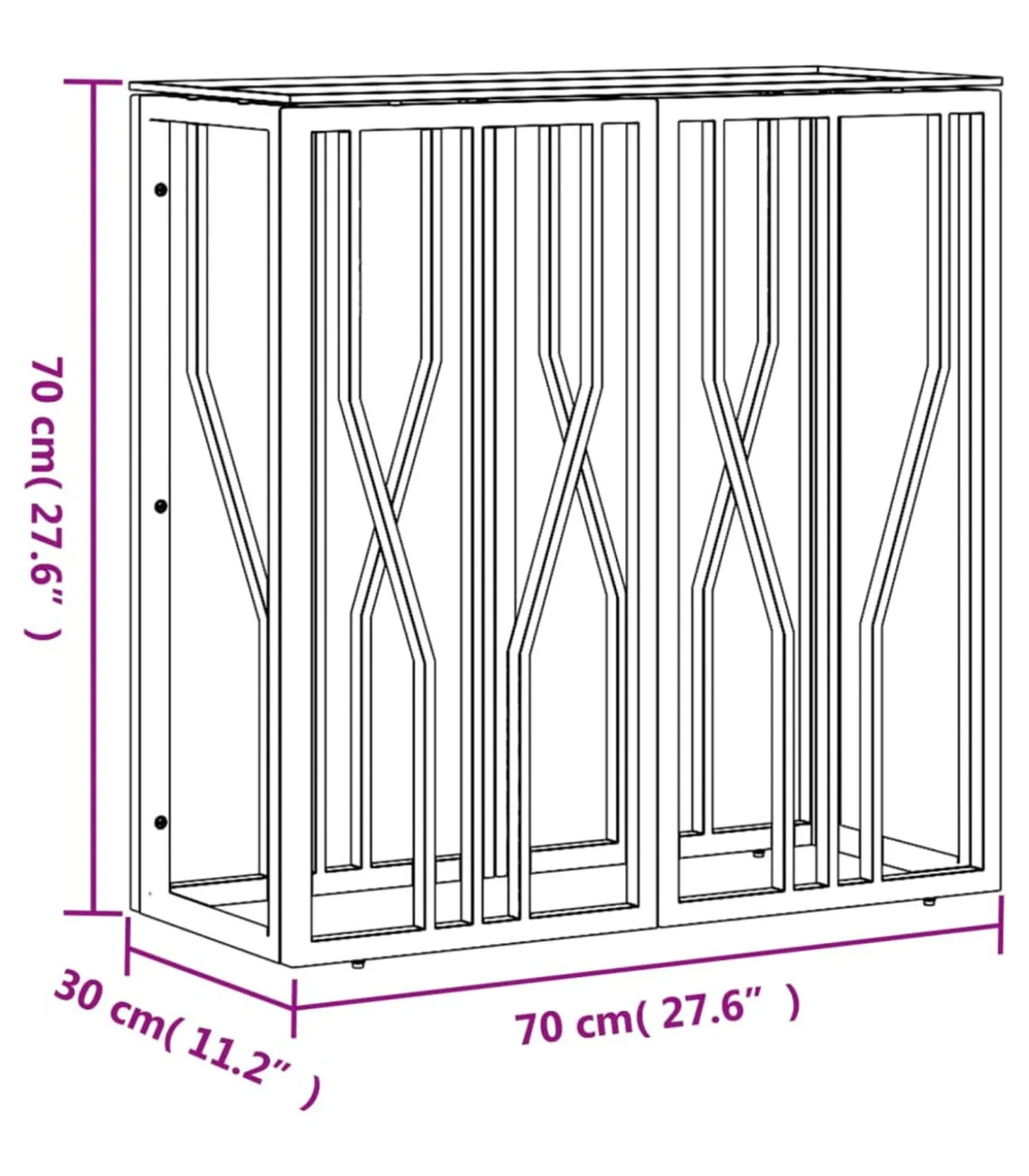 Wandtafel 70x30x70 cm roestvrij staal en glas