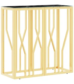 Wandtafel 70x30x70 cm roestvrij staal en glas goudkleurig