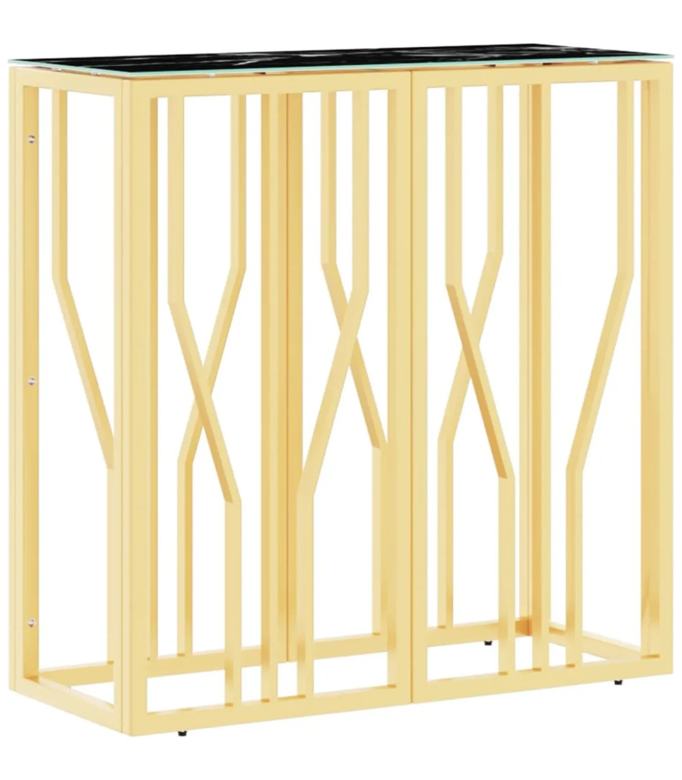 Wandtafel 70x30x70 cm roestvrij staal en glas goudkleurig