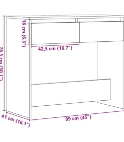 Wandtafel 89x41x76,5 cm spaanplaat zwart eikenkleurig