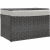 Wasmand met deksel 55,5x35x34 cm poly rattan grijs