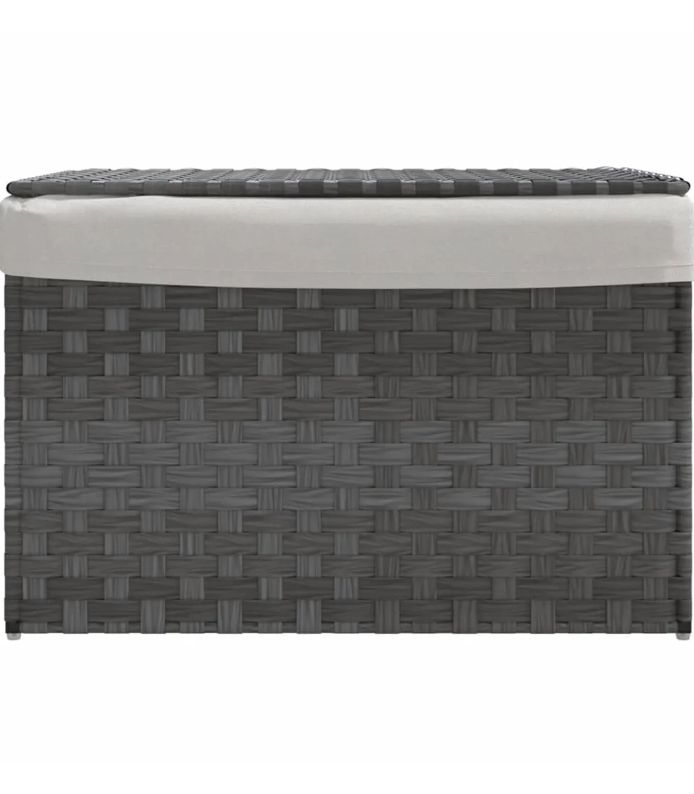 Wasmand met deksel 55,5x35x34 cm poly rattan grijs