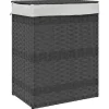 Wasmand met deksel 46x33x60 cm poly rattan grijs