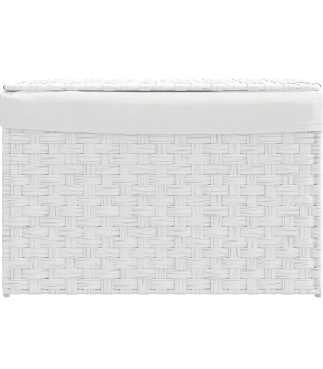 Wasmand met deksel 55,5x35x34 cm poly rattan wit
