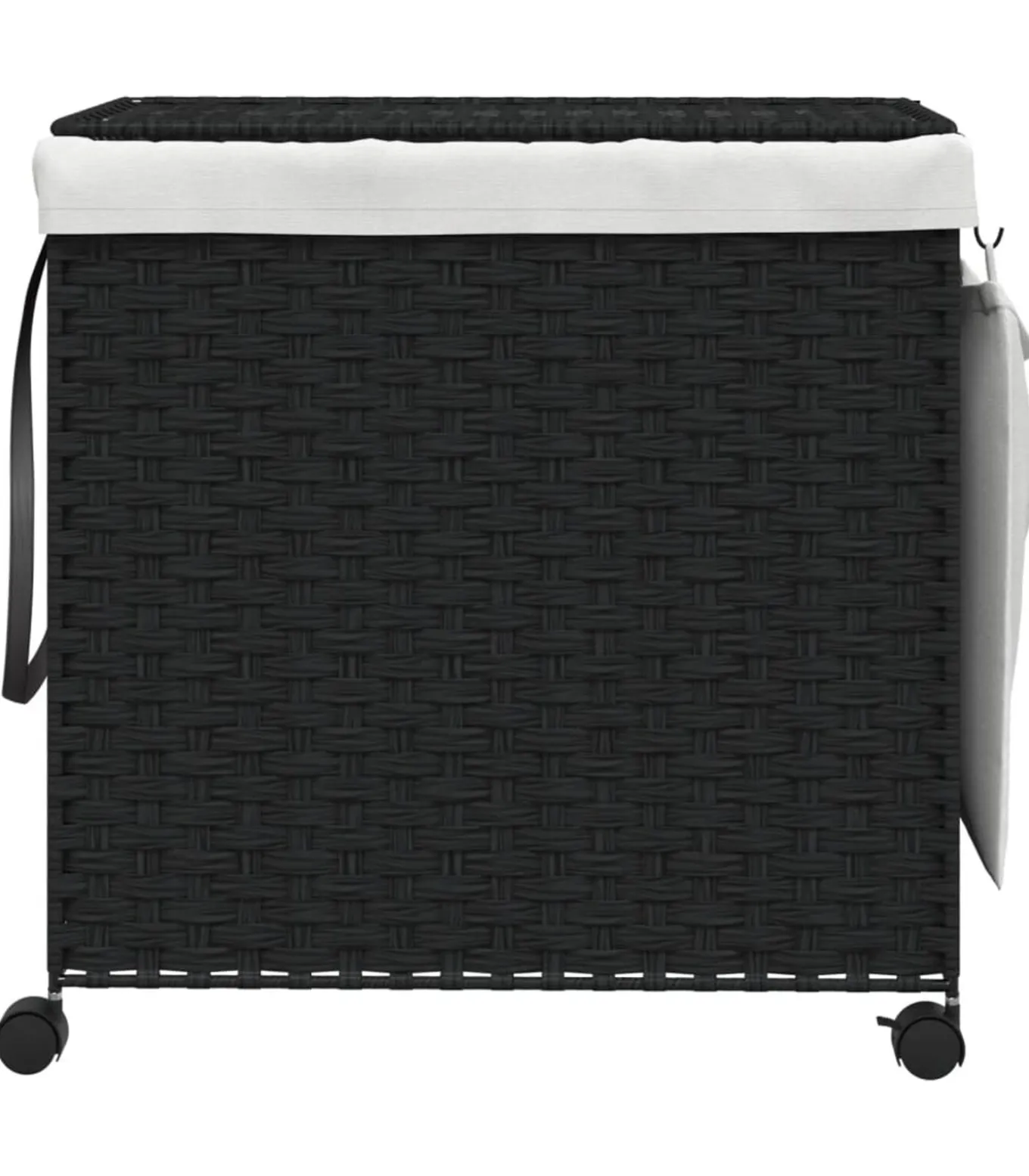 Wasmand op wielen 60x35x60,5 cm rattan zwart