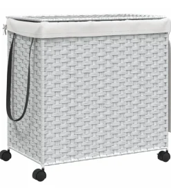 Wasmand op wielen 60x35x60,5 cm rattan wit