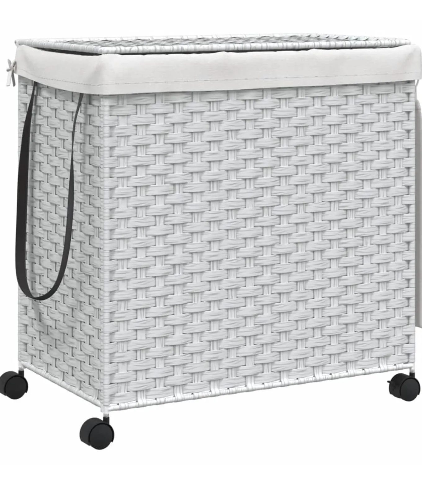 Wasmand op wielen 60x35x60,5 cm rattan wit