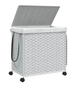 Wasmand op wielen 60x35x60,5 cm rattan wit