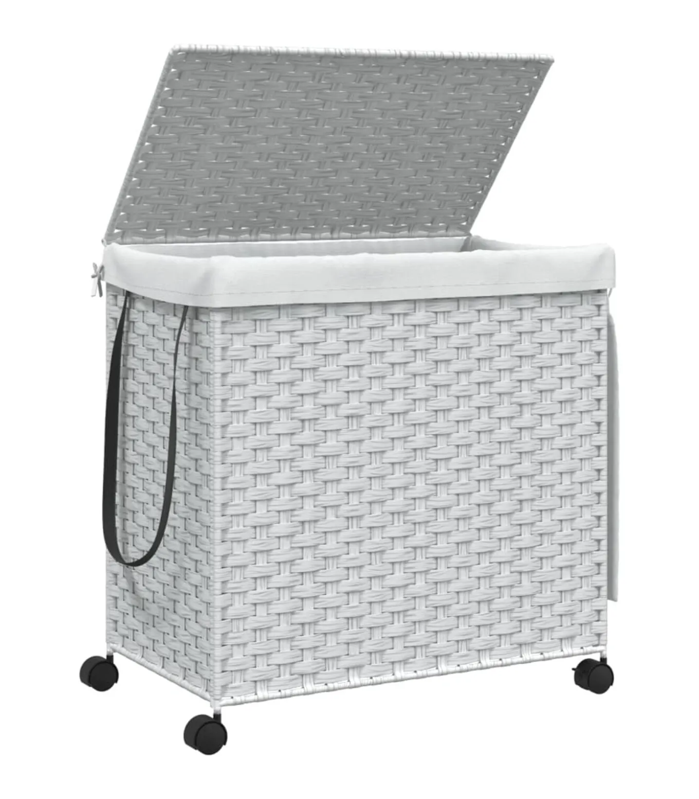 Wasmand op wielen 60x35x60,5 cm rattan wit