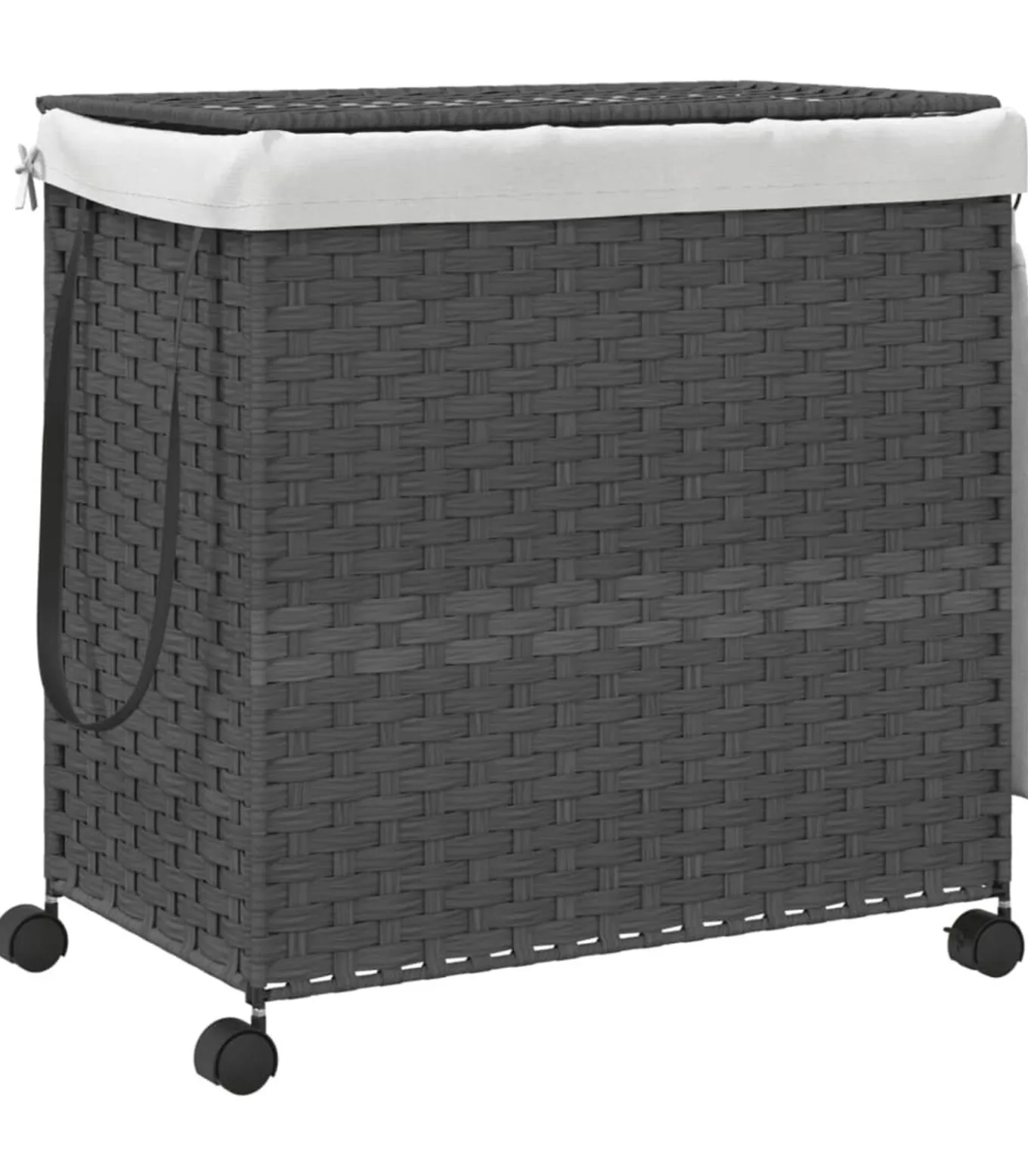 Wasmand op wielen 60x35x60,5 cm rattan grijs