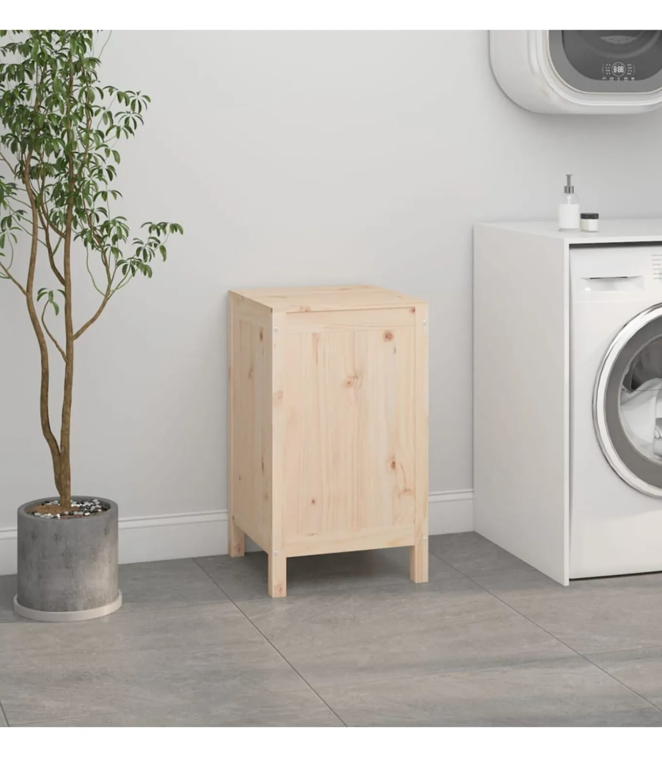 Wasmand 44x44x76 cm massief grenenhout