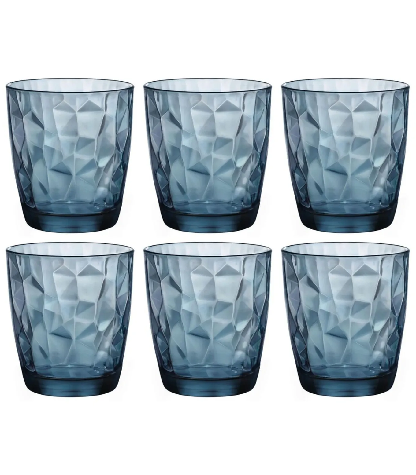Waterglazen Diamond - Blauw - 390 ml - 6 stuks