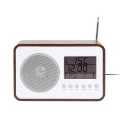 Wekker Fm Radio - Donker hout - 19.2x6.6x12.5cm