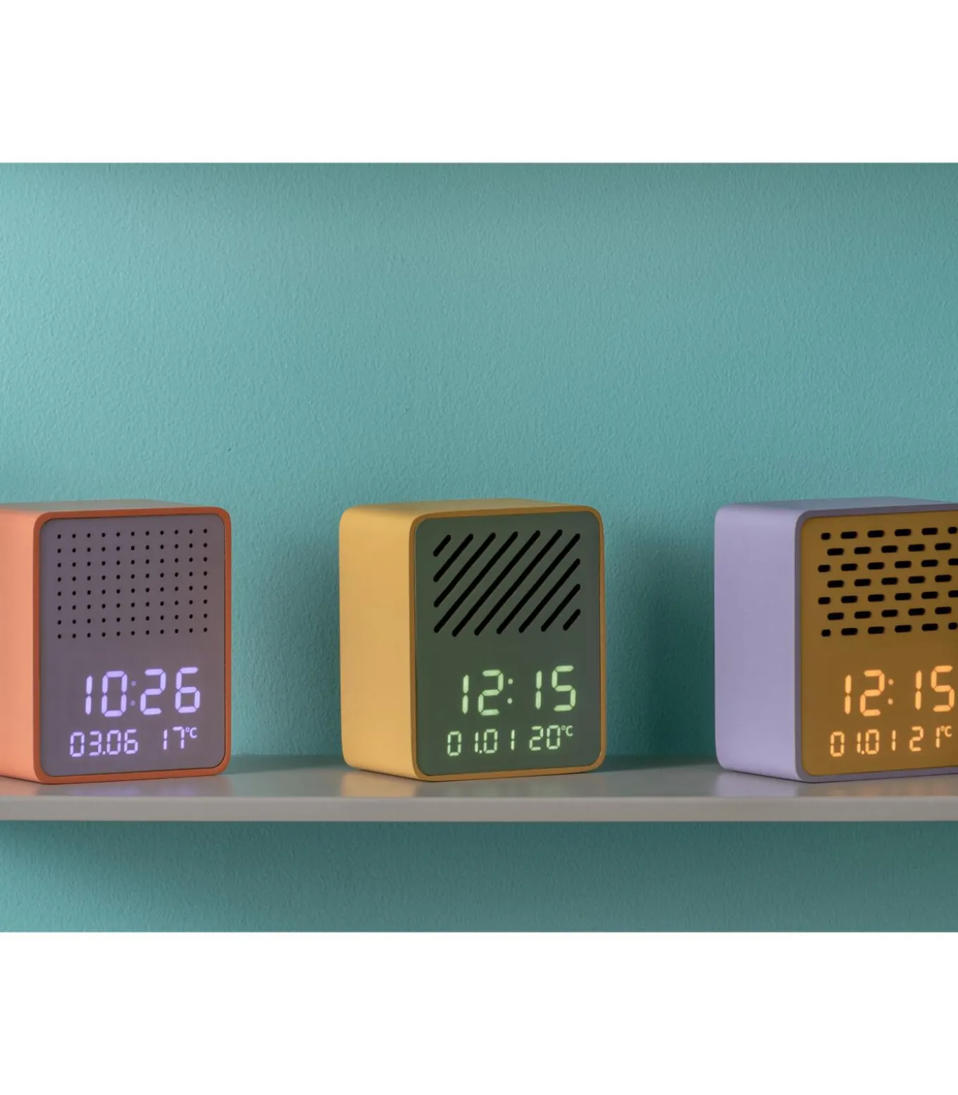 Wekker Funky Vibes - Matpaars - 9.5x6.5x11.5cm