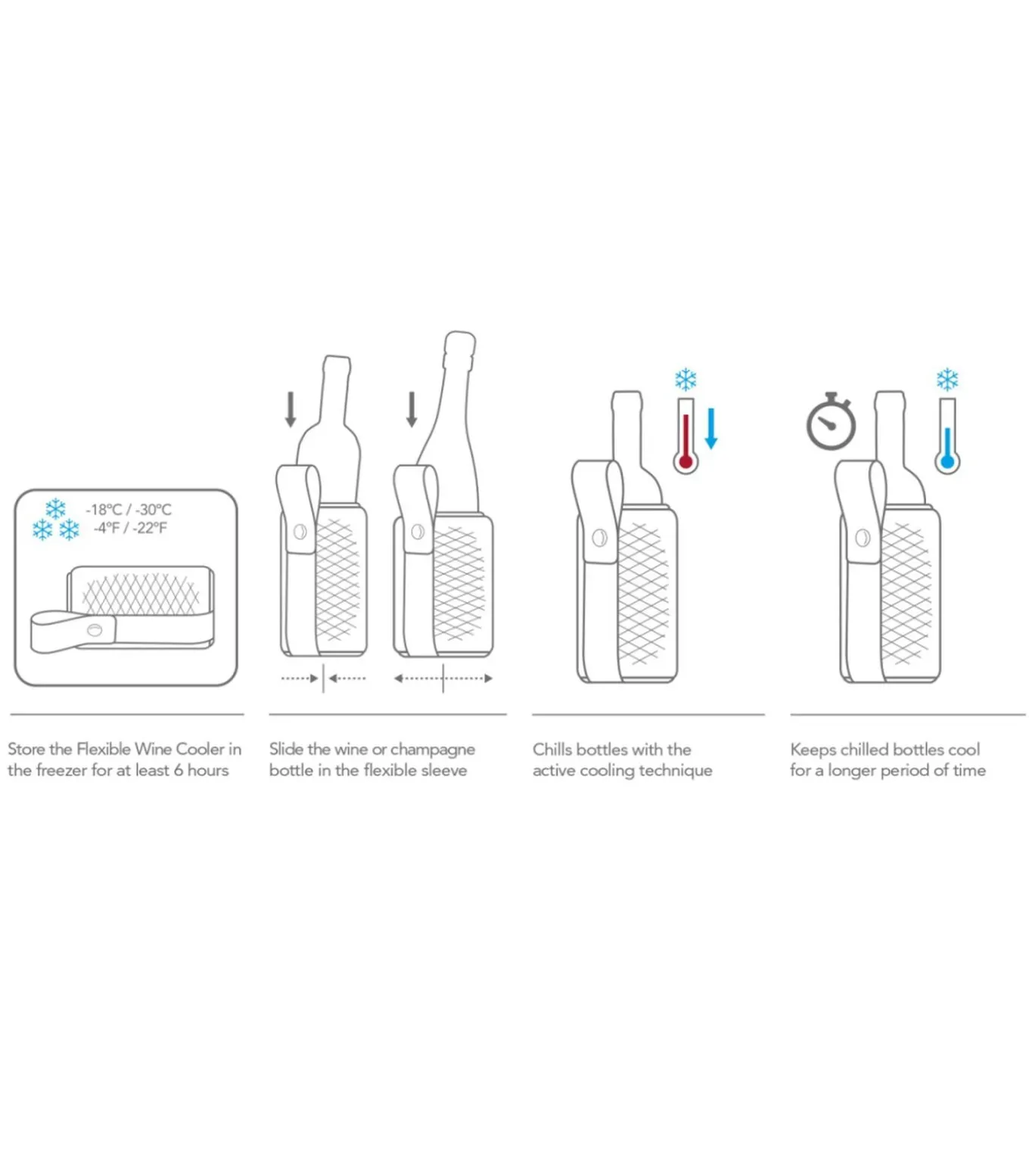 Wijnkoeler met hengsel - Flexible Cooler - Sleeve - Artico Zwart