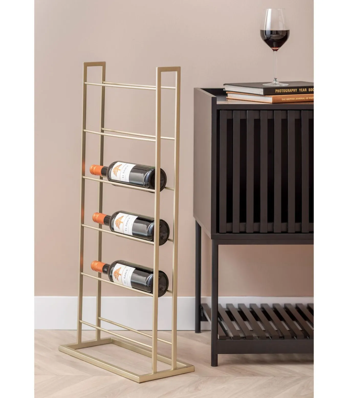 Wijnrek Single Floor - Goud geschilderd - 38x20x84.5cm