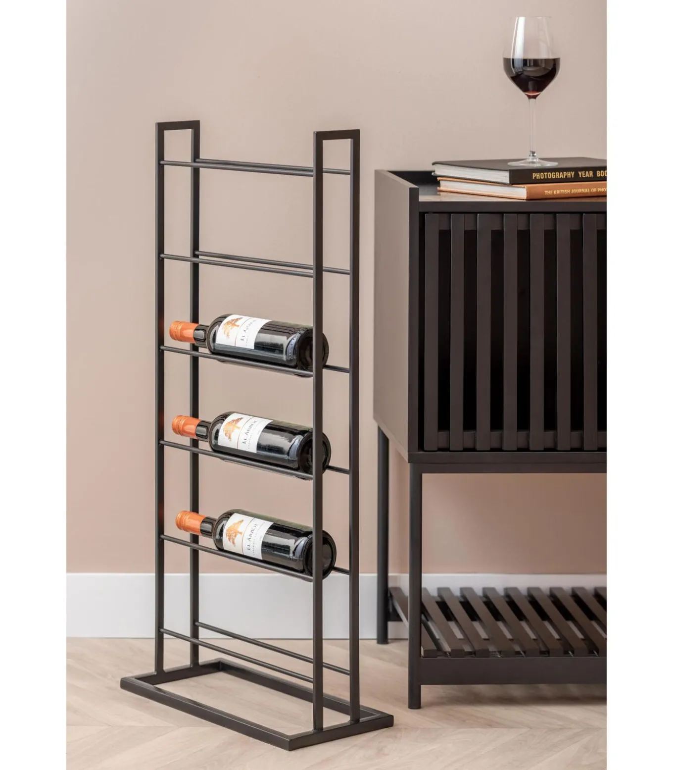 Wijnrek Single Floor - Zwart - 38x20x84.5cm