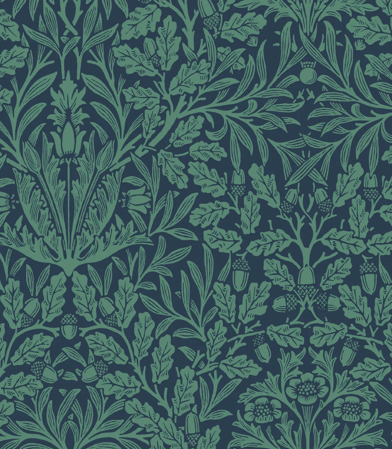 William Morris at Home Vliesbehang - Acorn Heritage Blue - 1000x52