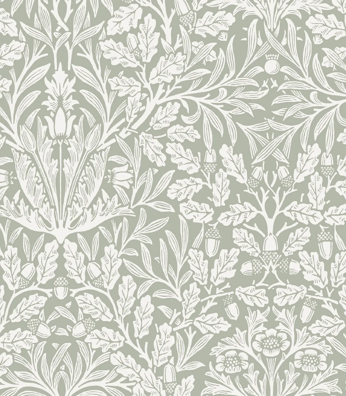 William Morris at Home Vliesbehang - Acorn Sage - 1000x52
